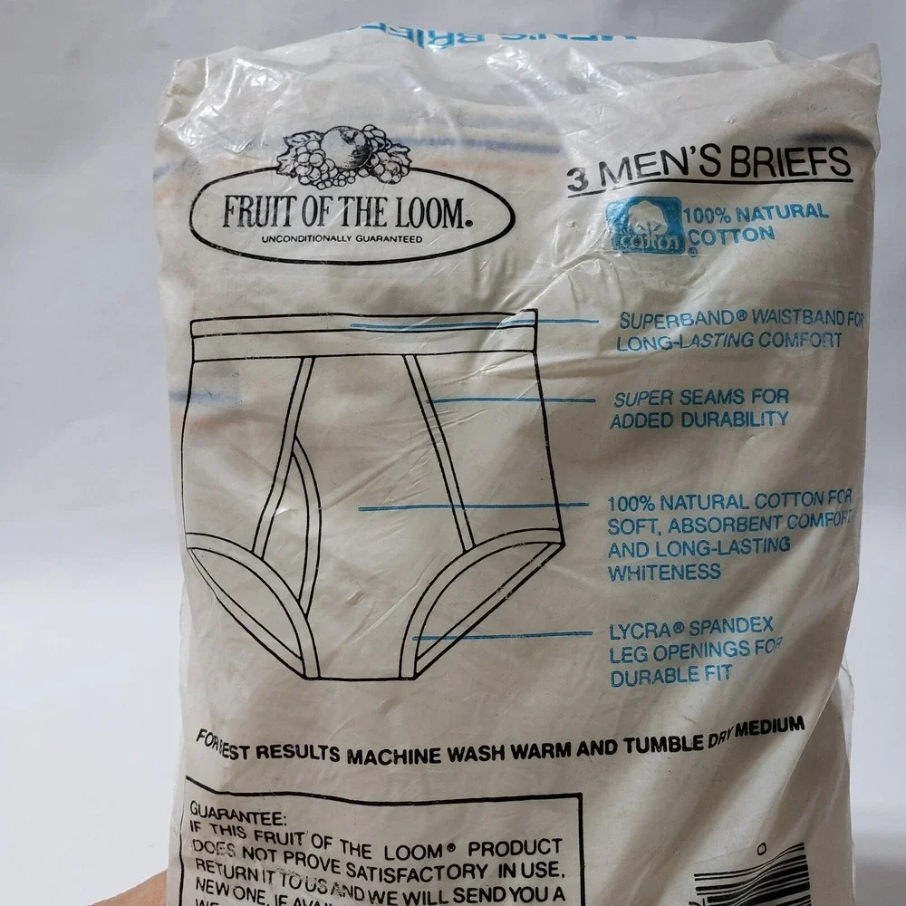 38-40 Vintage 1980s Fruit of the Loom Men's Mid Rise USA Made White Briefs 3 Pck - Picture 4 of 5